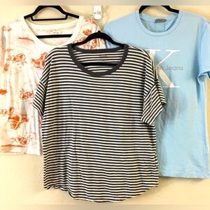 Madewell + Calvin Klein T-Shirt Bundle M/XL Striped Blue White